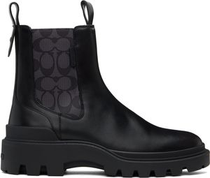 Coach 1941 Bottes chelsea Colson noires à goussets en tissu jacquard emblématique