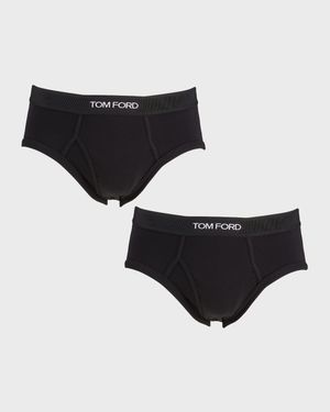 Men's 2-Pack Solid Jersey Logo-Waist Briefs