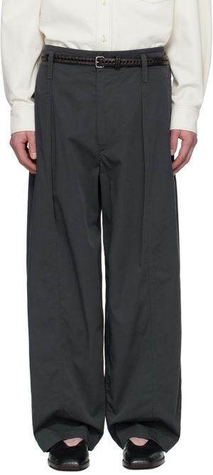 LEMAIRE Gray Maxi Pleated Trousers