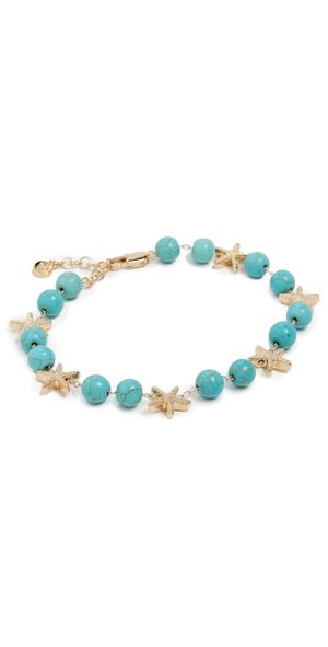 Ettika Starfish and Turquoise Beaded Anklet Turquoise One Size