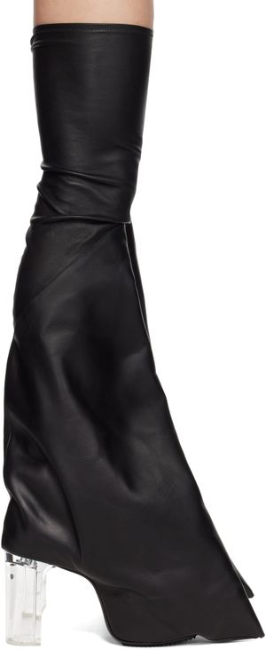 Rick Owens Black Hollywood Taco Kiss Tall Boots