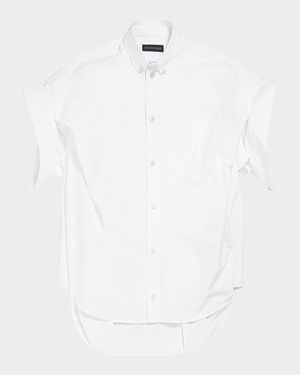 Tucked-Sleeve Button-Down Shirt