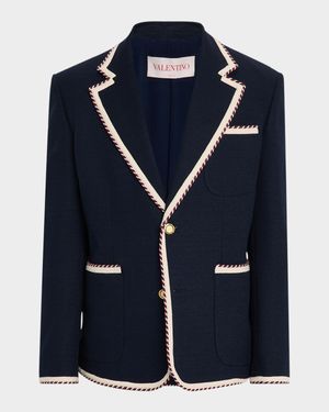 Men's VLogo Contrast-Trim Blazer