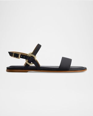 Henre Leather Flat Slingback Sandals