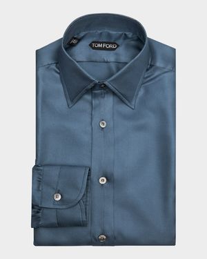 Men's Silk Twill Slim-Fit Dress Shirt