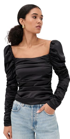 CAROLINE CONSTAS Maxi Long Sleeve Top Black XS