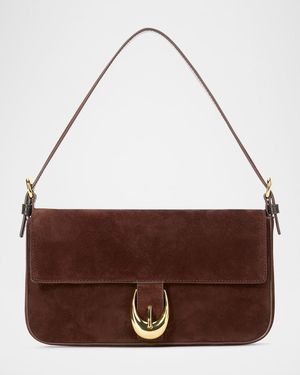 Harlow Buckle Suede Shoulder Bag