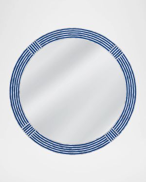 Blue Resin & Bone Wall Mirror, 40" Round