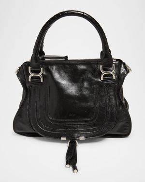 Marcie Medium Satchel Bag in Shiny Calfskin