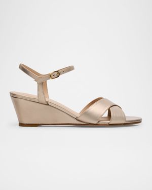Dayna Metallic Crisscross Wedge Sandals