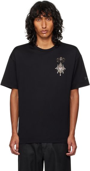 Givenchy Black Embroidered Chandelier & Pearls T-shirt