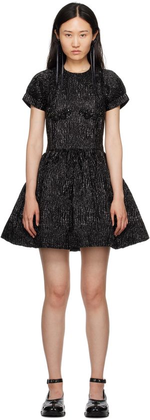 Simone Rocha Robe midi noire à ornements en verre taillé