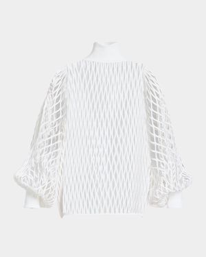 Macrame Knit High-Neck Sweater