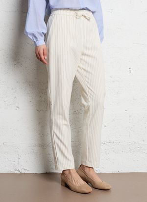 Sud Express - Pantalon droit imprimé - Taille L - Blanc