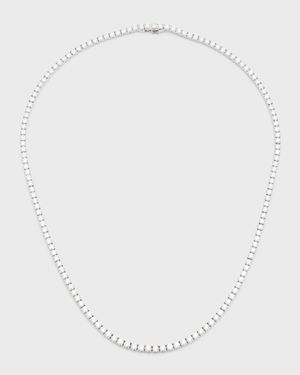 18K White Gold Round Diamond Tennis Necklace, 17"L, 10.95tcw