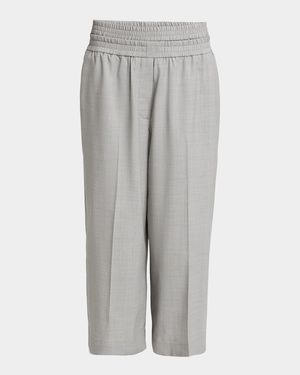 Cropped Wide Leg Wool Trousers