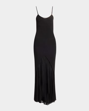 Sheer Skirt Panel Jersey Dress