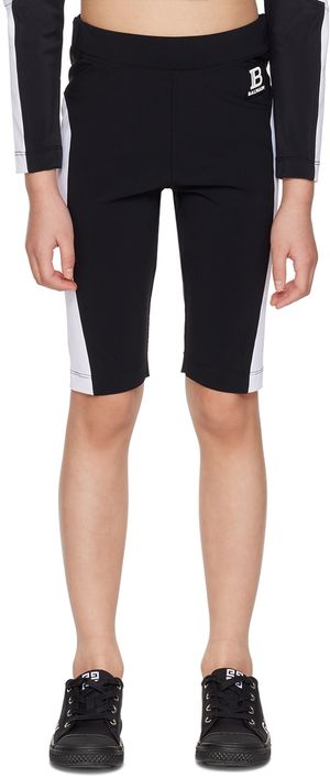 Balmain Kids Black & White Patch Shorts