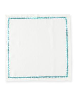 Jardin Napkin, White and Turquoise