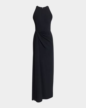 Draped High-Neck Maxi Dress