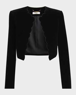 Scalloped Velvet Crop Jacket
