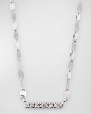 14K Gold Flawless Mini Diamond Bar Pendant Necklace