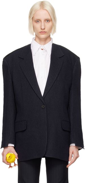 Pushbutton Veston bleu marine à bords bruts
