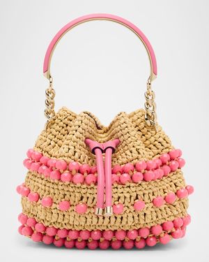 Bon Bon Beaded Raffia Bucket Bag