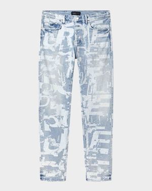 Men's P001 Grunge-Print Skinny Jeans