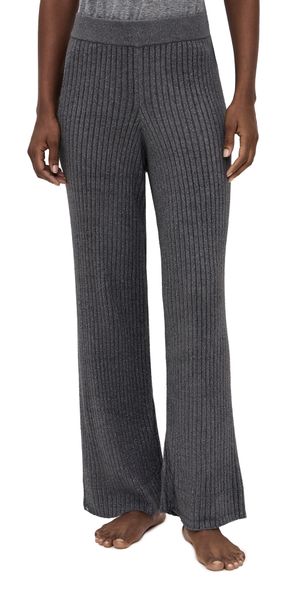 Barefoot Dreams Metallic Rib Wide Leg Pants Carbon S