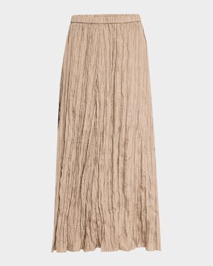 Petite A-Line Crushed Silk Midi Skirt