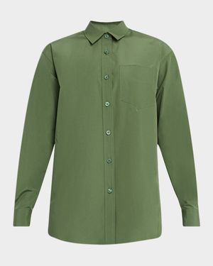 Oversized Button-Down Cotton Boyfriend Shirt