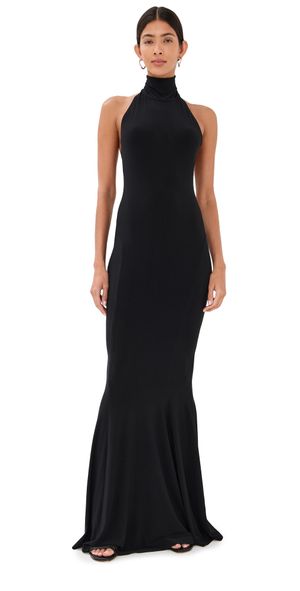 Norma Kamali Halter Fishtail Gown Black XL