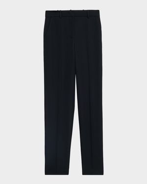 Tailored Wool Twill Straight-Leg Trousers