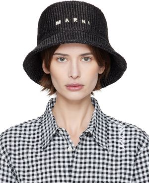 Marni Black Rafia Bucket Hat