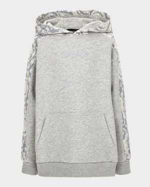 Boy's Barocco Paneled Cotton Hoodie, Size 6-14