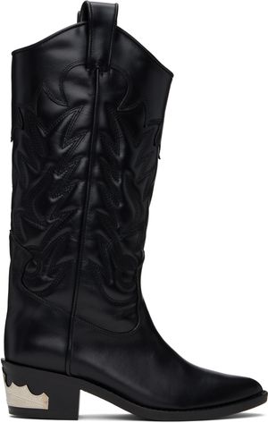 Toga Pulla Black Leather Tall Boots