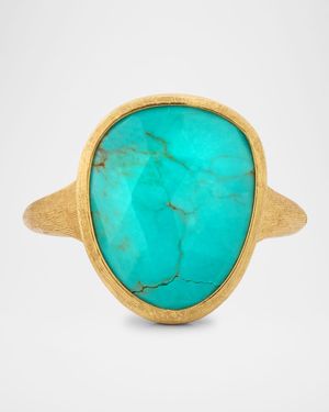 18K Lunaria Ring with Turquoise, Size 7