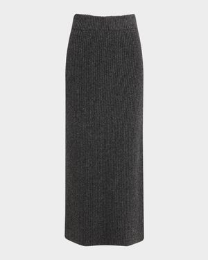 Ribbed Midi Pencil Skirt