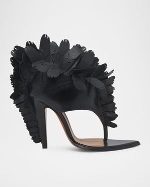 Leather Feather Thong Sandals