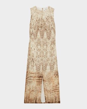 Presley Abstract-Print Ramie Midi Dress