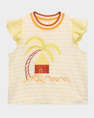 Girl's Cascadian Striped Embroidered T-Shirt, Size 2-12