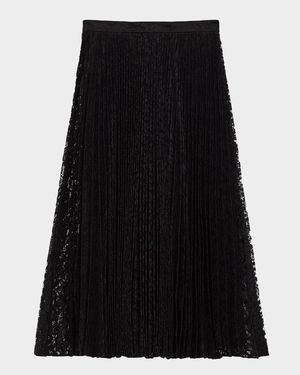 Leopard Lace Sunburst Midi Skirt