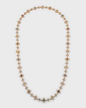 18K Rose Gold Necklace with Diamonds and Semiprecious Stones, 31"L