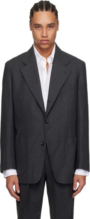Drake's Gray Tropical Wool Tailored Blazer