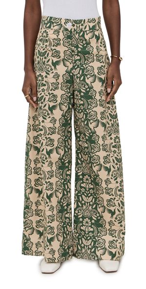 The Lulo Project Michelle Pants Green Folk Paisley M