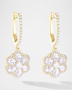 18K Yellow Gold Floral Diamond Earrings, 1.28tcw