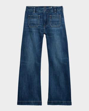 Girl's Girl's Sailor Wide-Leg Denim Jeans, Size 3-6X