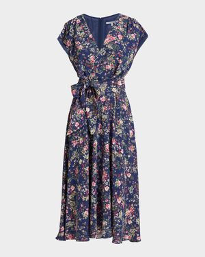 Talia Faux-Wrap Lightweight Stretch Midi Dress