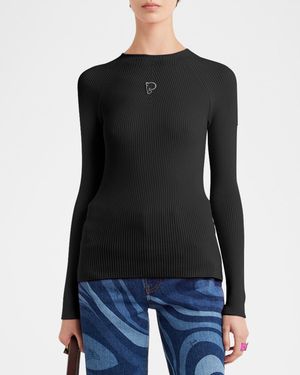 Fine Wool-Lycra Vanise Rib Long-Sleeve Top